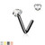 Heart CZ Prong Set 316L Surgical Steel "L" Bend Nose Stud Rings