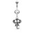 Elephant Dangle 316L Surgical Steel Double Jeweled Belly Button Rings