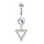 CZ and Flowers Triangular Dangle CZ Set 316L Surgical Steel Belly Button Navel Rings