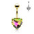 AB Effect Heart Gem with Heart Filigree Encasing 316L Surgical Steel Belly Button Navel Rings