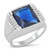 Silver CZ Ring Blue Mens Ring