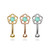 Flower Filigree Turquoise Center Top 316L Surgical Steel Eyebrow Rings/ Curved Barbells
