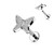 CZ Paved Butterfly Top on Internally Threaded 316L Surgical Steel Flat Back Stud for Labret, Monroe, Cartilage and More