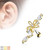 Hollow Flower Centered CZ Vine 316L Surgical Steel Cartilage, Tragus Barbell Studs