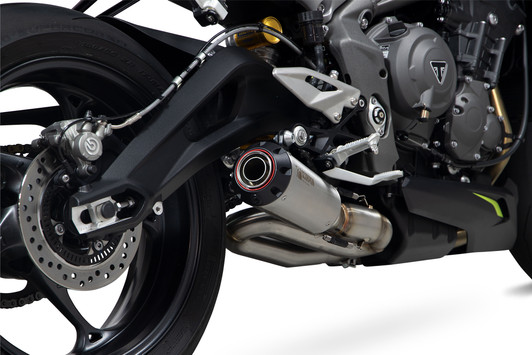 Scorpion Red Power Slip-on Brushed Stainless Steel Sleeve - Street Triple 765 R / RS - 2020 - 2022 - PTR89SEO Scorpion Red Power Slip-on Brushed Stainless Steel Sleeve - Street Triple 765 R / RS - 2020 - 2022 - PTR89SEO