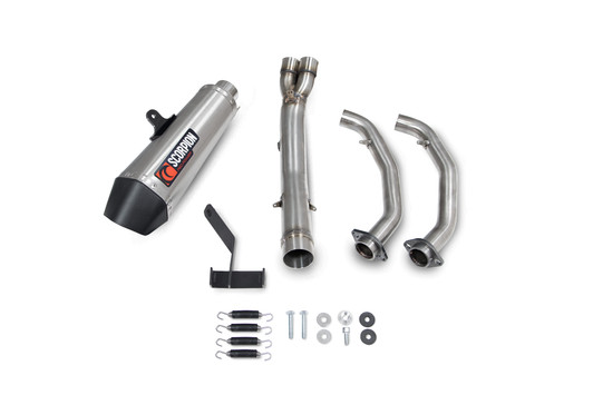 Scorpion Serket Taper Full System Brushed Stainless Steel Sleeve - Ninja 650 - 2017 - 2021 - RKA139SYSSEO Scorpion Serket Taper Full System Brushed Stainless Steel Sleeve - Ninja 650 - 2017 - 2021 - RKA139SYSSEO