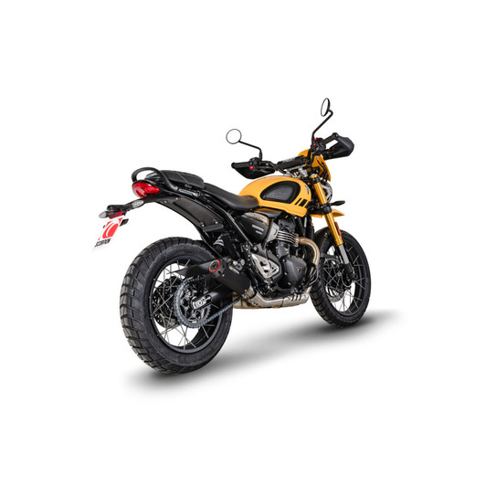 Scorpion Red Power Slip-On - Black Ceramic Coated Sleeve - Triumph Scrambler 400 X & XC - PTR97BCER