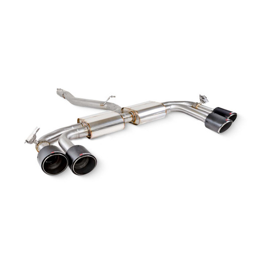 Scorpion Non-res cat/gpf back system & electronic valves - Carbon fibre quad 114mm Ascari trims - Audi S3 2.0T 8Y Quattro (Saloon) GPF Model - SAUS130CF