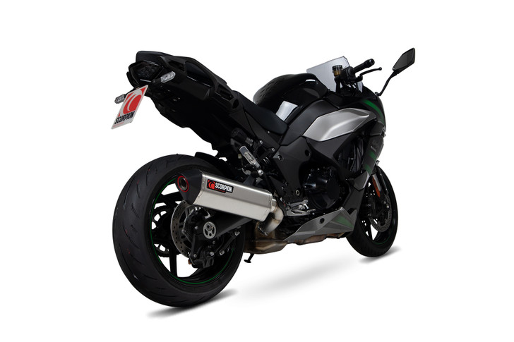 Scorpion Serket Parallel Slip-on Brushed Stainless Steel Sleeve. Fits with panniers - Ninja 1000 SX - 2020 - 2024 - RKA137SEO
