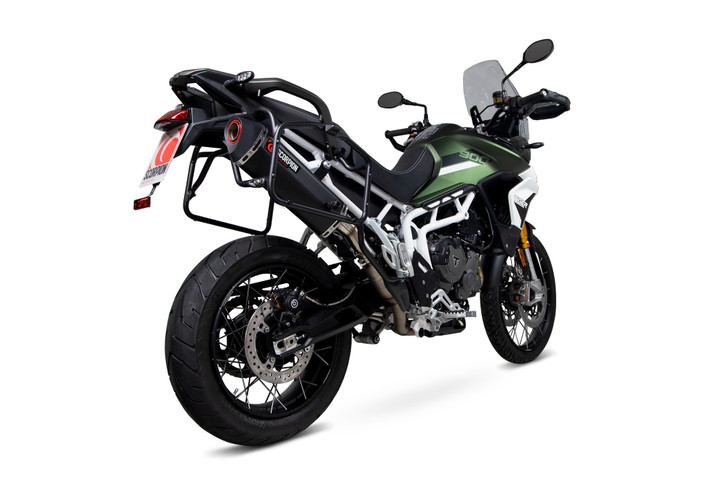 Scorpion Serket Parallel Slip-on Black Ceramic Coated Sleeve. Fits with panniers - Tiger 900 - 2020 - 2023 - RTR90BCER