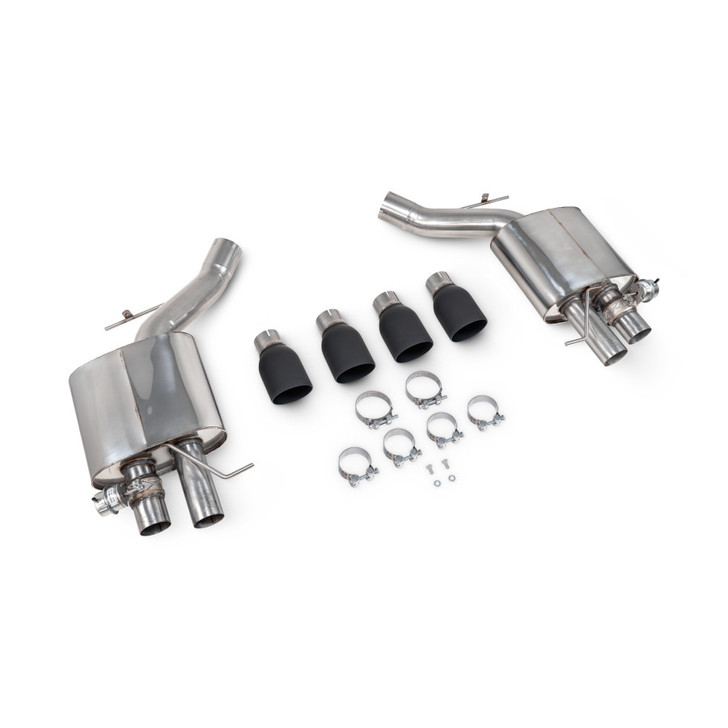 Scorpion Rear silencer only (Valved) Black ceramic Daytona trims (quad) - F10 M5 2011-2016 - SBMB111C