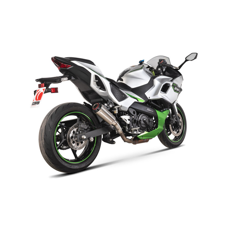 Scorpion Red Power Slip-on - Brushed Stainless Sleeve - Ninja 7 Hybrid / Z7 Hybrid - PKA151SEO