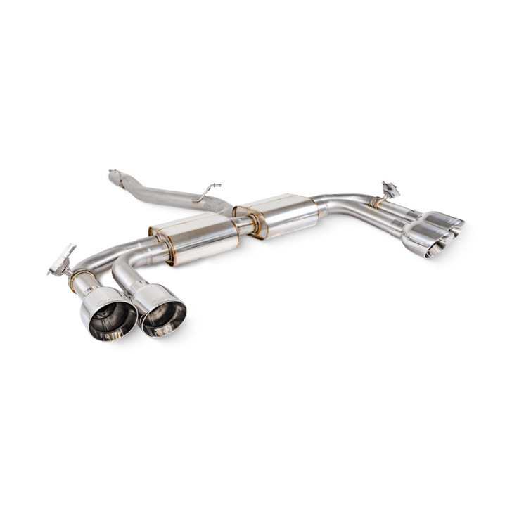 Scorpion Non-res cat/gpf back system & electronic valves - Polished quad Ø114mm Daytona trims - Audi S3 2.0T 8Y Quattro (Saloon) GPF Model - SAUS130