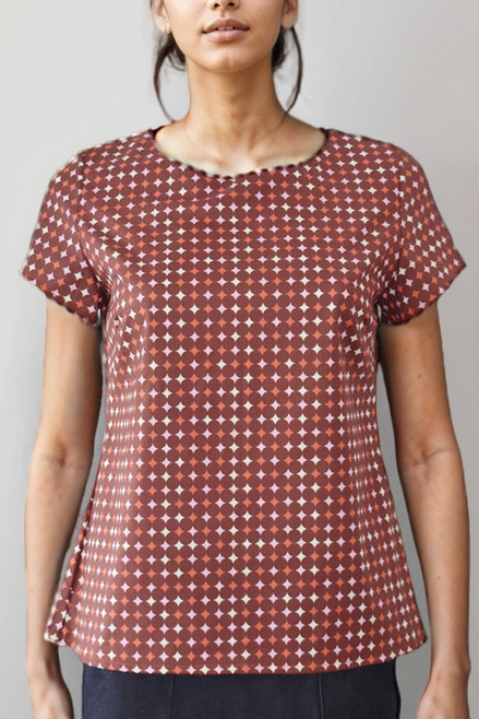 Shelley Top |  Brown/pink dots