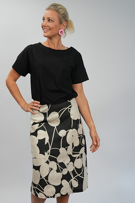 Heidi skirt long | Blossom black/natural final sale