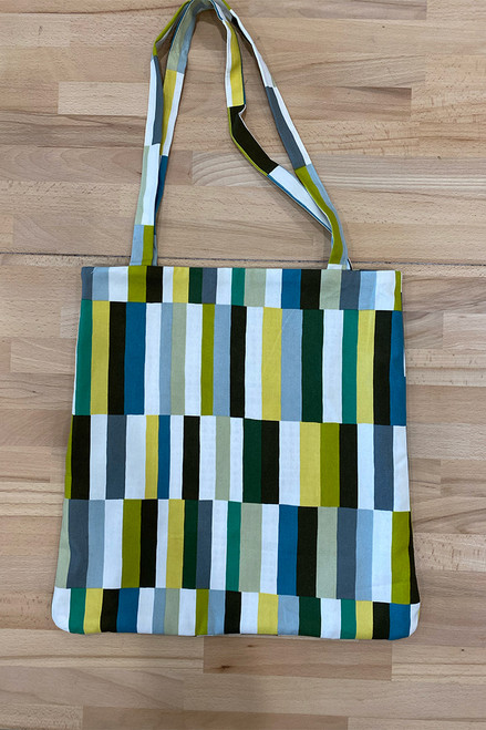 Everyday tote | Stripey green yellow/ triangles