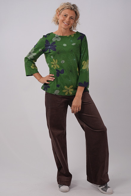 Jersey Lori top | Winter flowers green