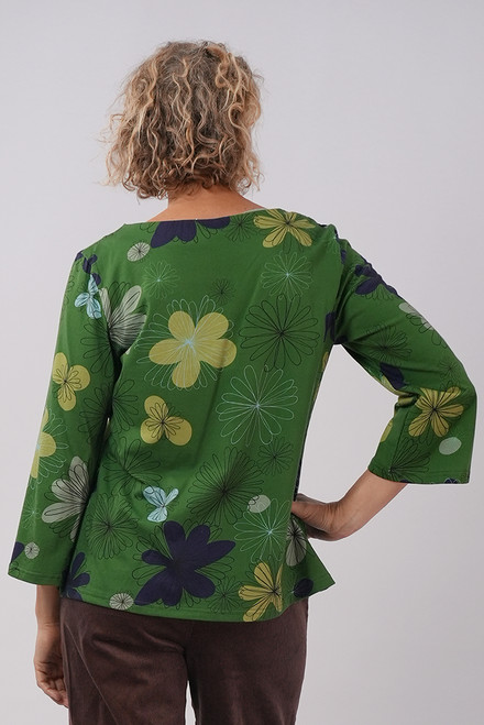 Jersey Lori top | Winter flowers green