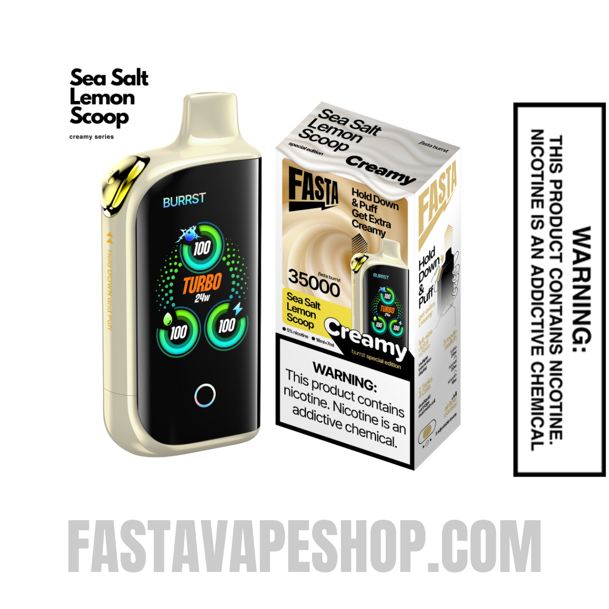 Creamy Sea Salt Lemon Scoop Fasta Burrst 35000 Creamy Edition Vape With Package Box