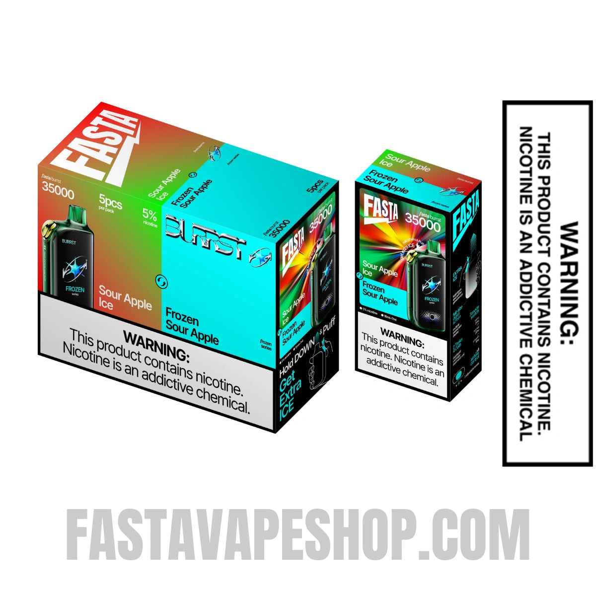 Sour Apple Ice / Frozen Sour Apple Fasta Burrst 35000 Vape with bundle box
