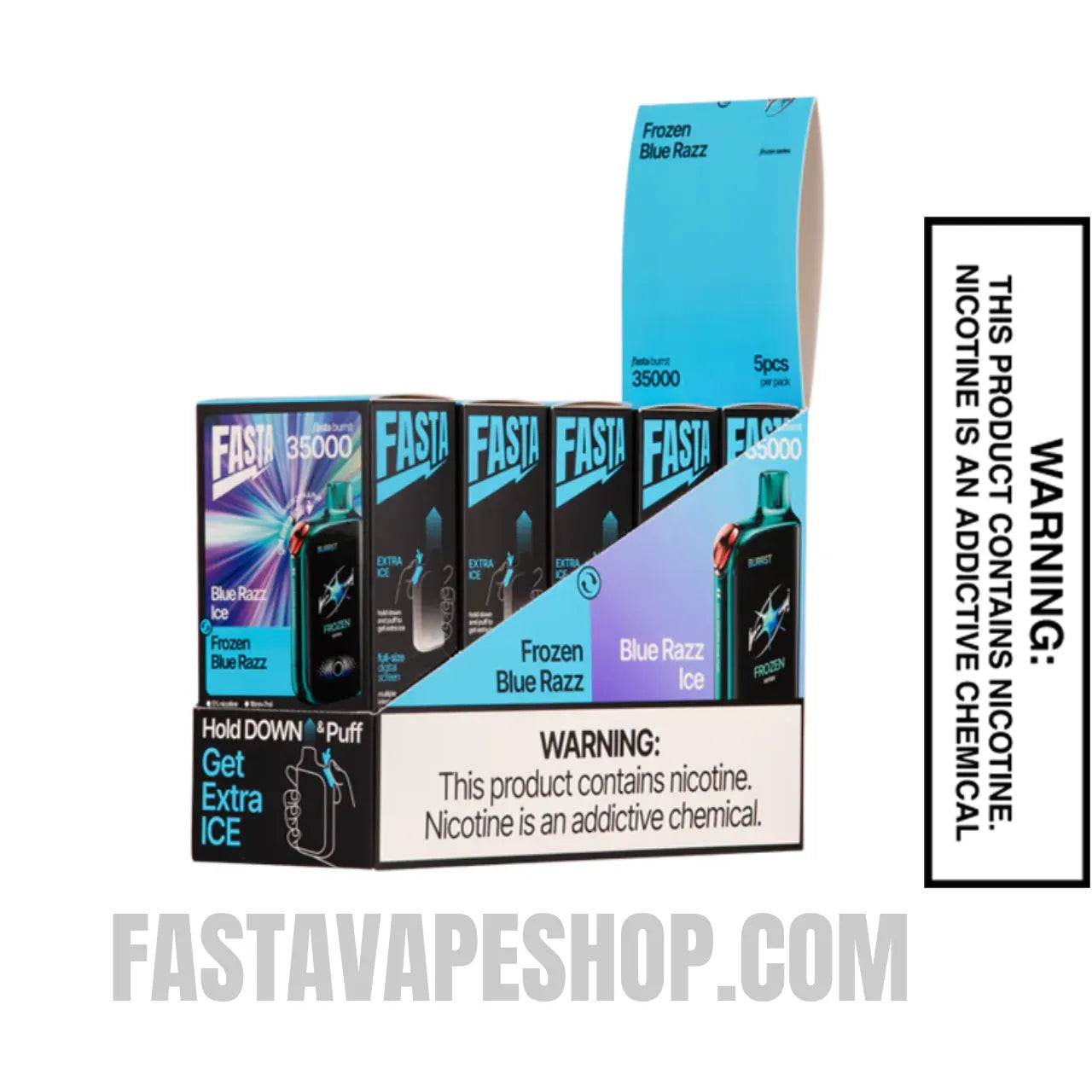 Blue Razz Ice / Frozen Blue Razz Fasta Burrst 35000 Vape With Bundle Box