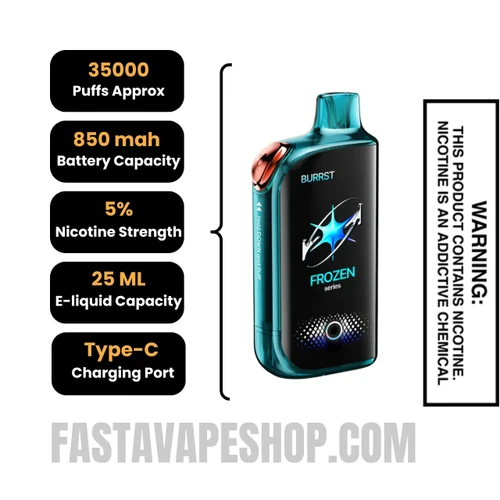 Blue Razz Ice / Frozen Blue Razz Fasta Burrst 35000 Vape Specifications