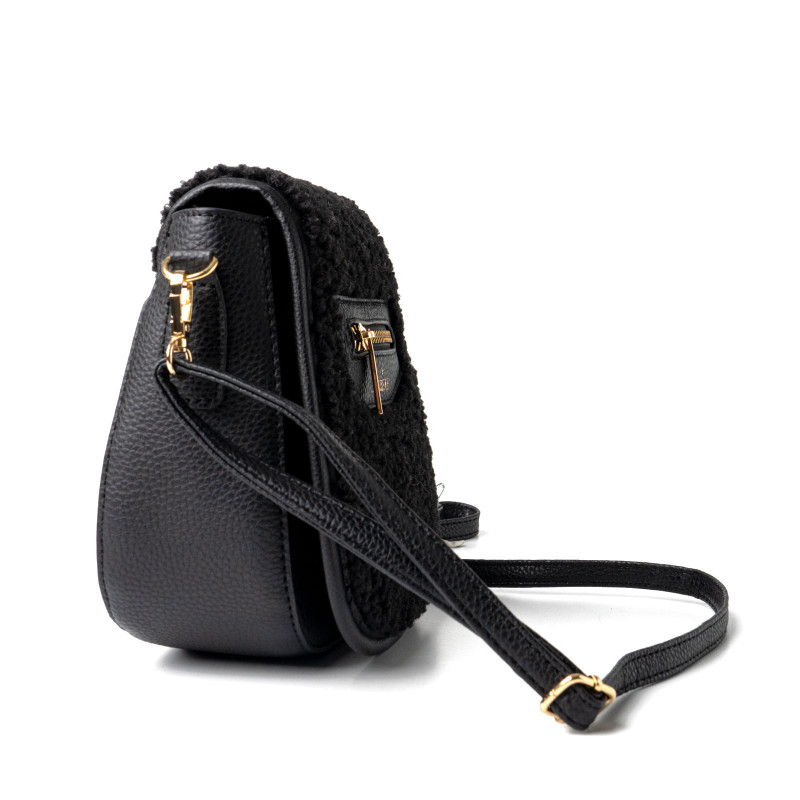 Kedzie Fireside Collection Phone Crossbody in Vegan Sherpa Black