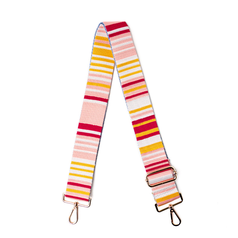 Striped Adjustable Bag Strap Ivory, Red, and Green - Pepper and Grace