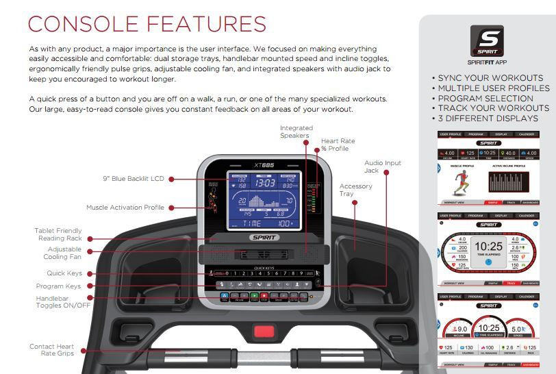 Spirit Fitness XT685 Treadmill - Exertools