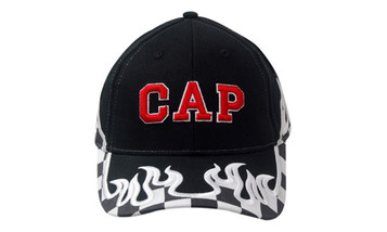 Brushed Heavy Cotton with Printed Checks/Flame Embroidery on Crown & Peak Brushed Heavy Cotton with Printed Checks/Flame Embroidery on Crown & Peak