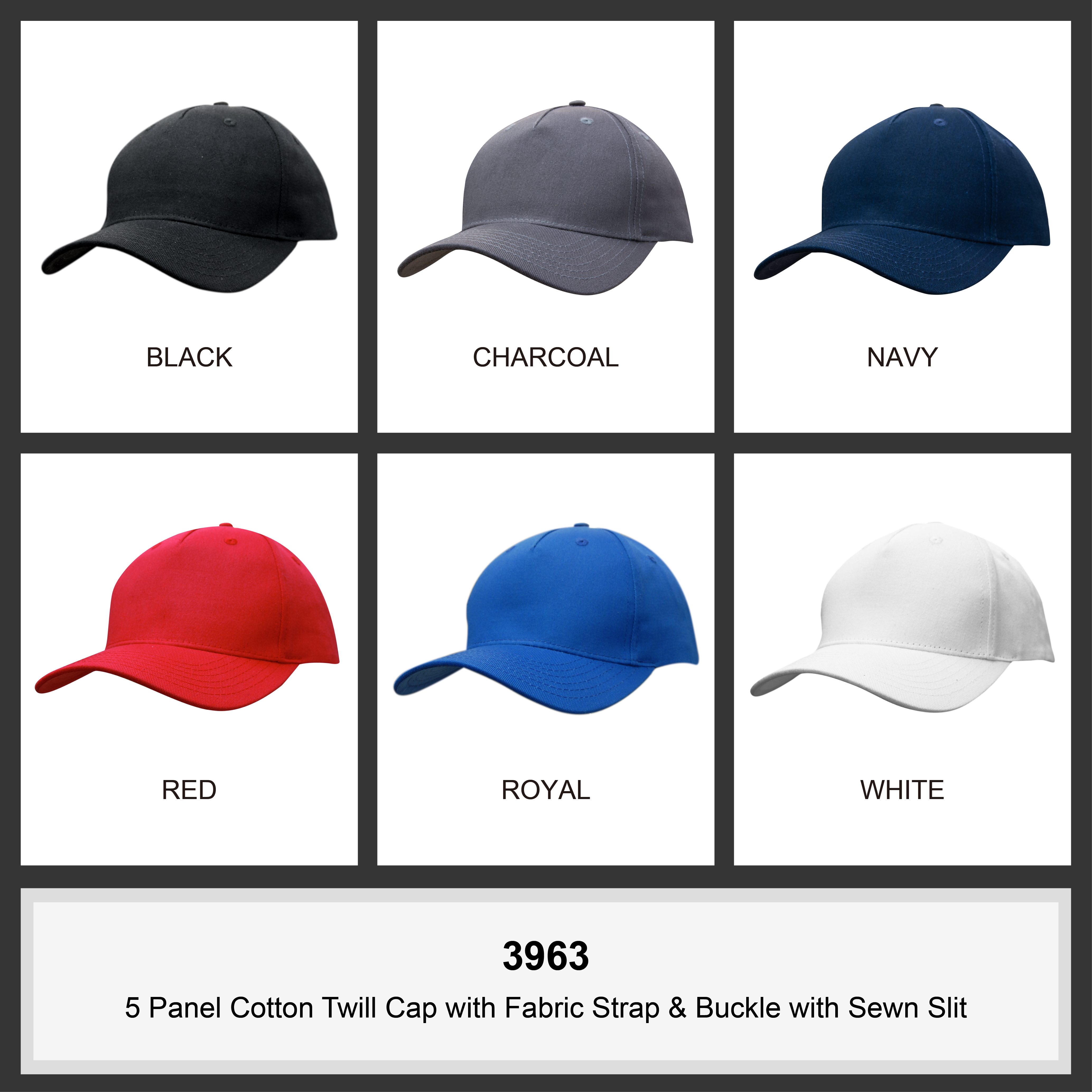 Cotton Twill Cap with Buckle Colour Chart