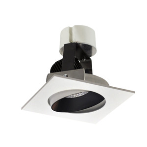 Nora NIR-4SCCDXBW 4 inch Iolite LED Square Adjustable Cone Retrofit, 800lm / 12W, Comfort Dim, Black Reflector / White Flange