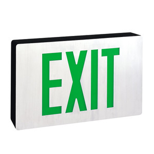 Nora NX-606-LED/G/2F Die-Cast LED Exit Sign w/ Battery Backup, Double-Faced Aluminumminum w/ 6 inch Green Letters in Black Housing