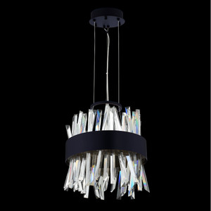 Glacier 10 inch LED Mini Luxury Crystal Pendant – Matte Black with Chrome Inside