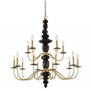 Piedra Light Luxury Crystal 2 Tier Chandelier – Brushed Brass