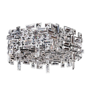 Vermeer Luxury Crystal Square Flush Mount Light – Polished Chrome