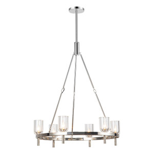 Lucian 32-in Clear Crystal/Polished Nickel 6 Lights Chandeliers