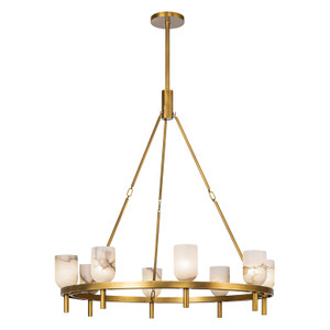 Lucian 36-in Vintage Brass/Alabaster 8 Lights Chandeliers