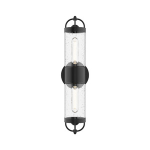 Lancaster 5-in Clear Bubble Glass/Textured Black 2 Lights Exterior Wall Sconce