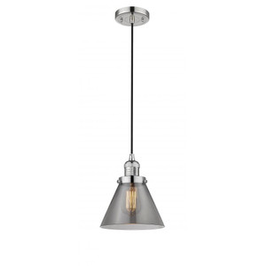 Cone - 1 Light - 8 inch - Polished Nickel - Cord hung - Mini Pendant