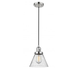 Cone - 1 Light - 8 inch - Polished Nickel - Cord hung - Mini Pendant
