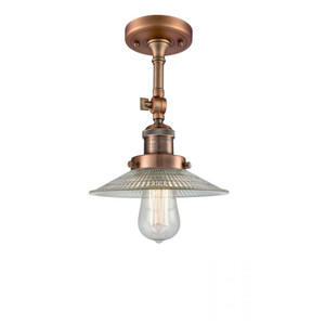 Halophane - 1 Light - 9 inch - Antique Copper - Adjustable Semi-Flush Mount
