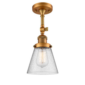 Cone - 1 Light - 6 inch - Brushed Brass - Adjustable Semi-Flush Mount