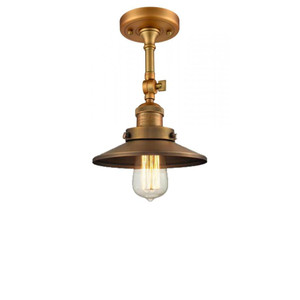 Railroad - 1 Light - 8 inch - Brushed Brass - Adjustable Semi-Flush Mount