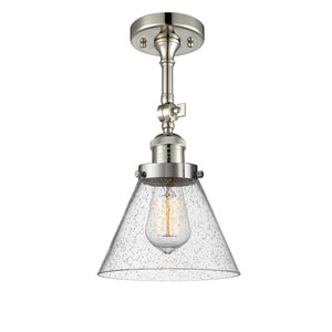 Cone - 1 Light - 8 inch - Polished Nickel - Adjustable Semi-Flush Mount