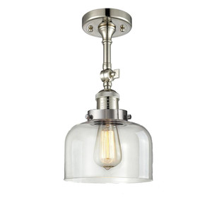 Bell - 1 Light - 8 inch - Polished Nickel - Adjustable Semi-Flush Mount