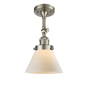 Cone - 1 Light - 8 inch - Brushed Satin Nickel - Adjustable Semi-Flush Mount