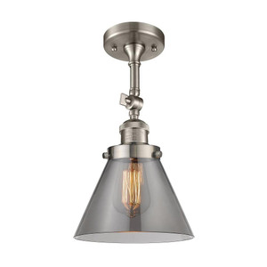 Cone - 1 Light - 8 inch - Brushed Satin Nickel - Adjustable Semi-Flush Mount