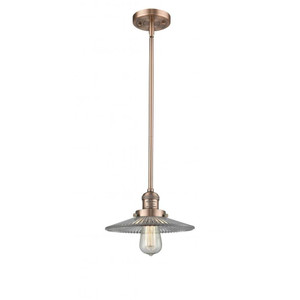 Halophane - 1 Light - 9 inch - Antique Copper - Stem Hung - Mini Pendant