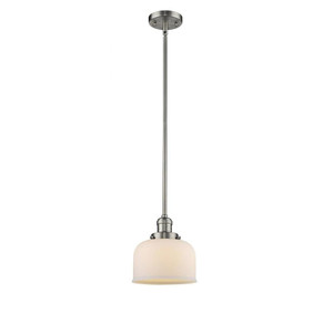 Bell - 1 Light - 8 inch - Brushed Satin Nickel - Stem Hung - Mini Pendant